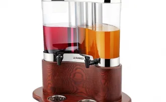 HOLLOWARE Double juice dispener w/wooden stand<br> 1 01_1304_10